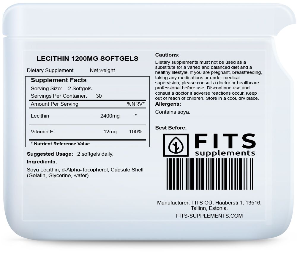 Λεκιθίνη 1200mg 60 μαλακές κάψουλες