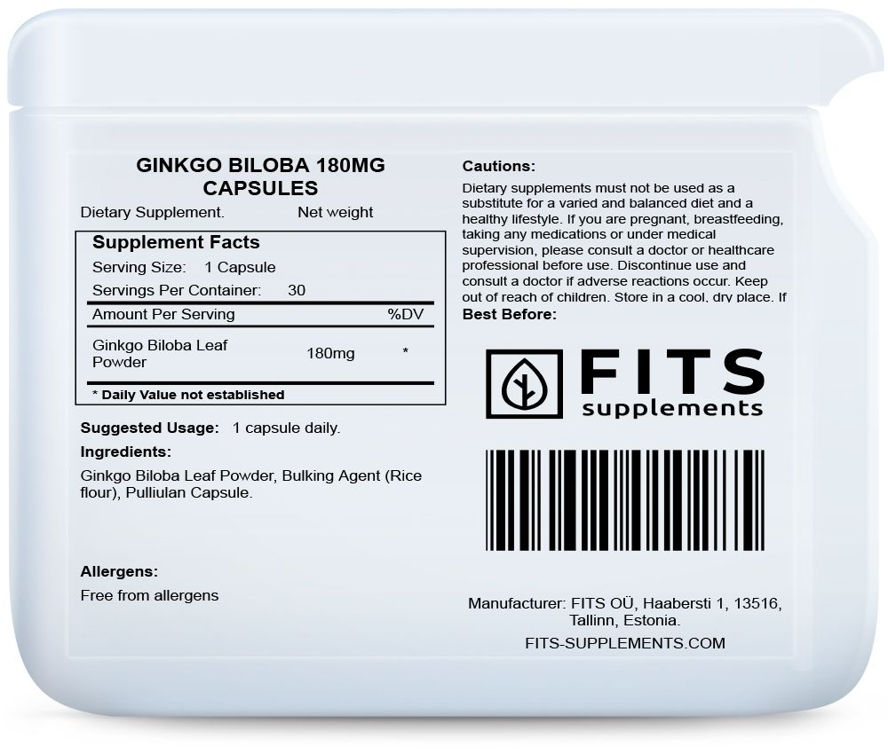 Ginkgo Biloba 180mg 30 κάψουλες