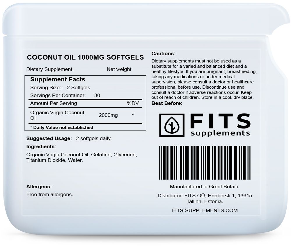 Λάδι Καρύδας 1000mg 60 μαλακές κάψουλες