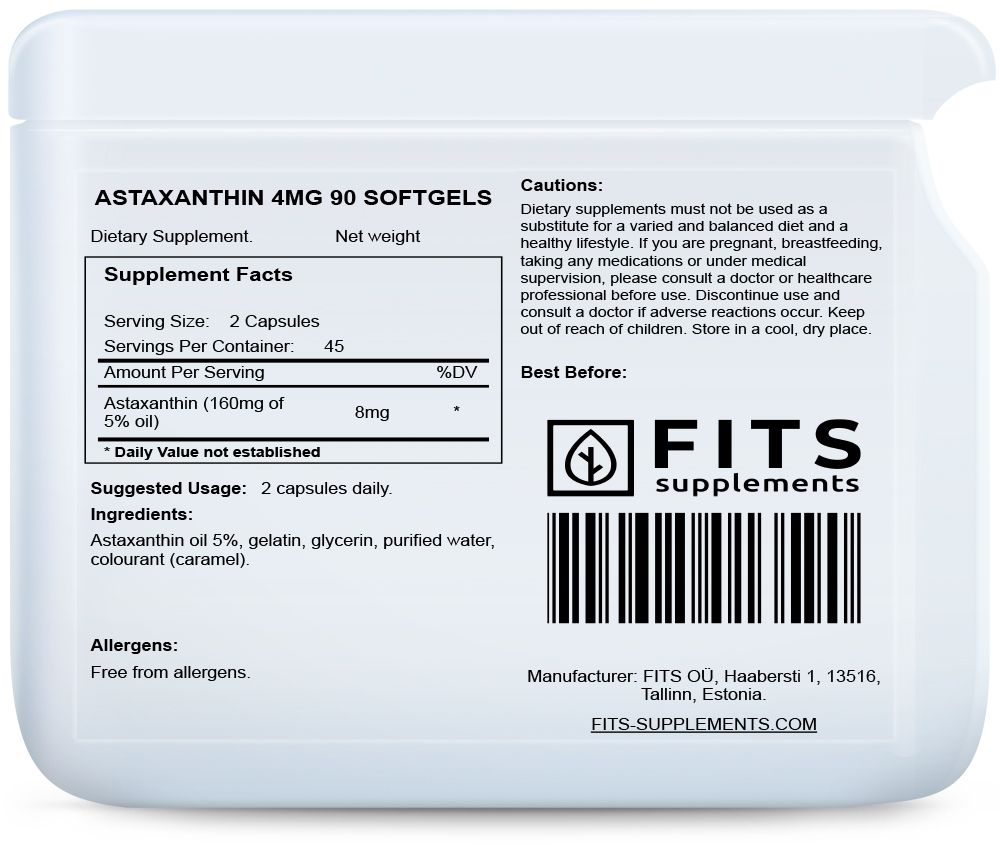 Ασταξανθίνη 4mg 90 μαλακές κάψουλες