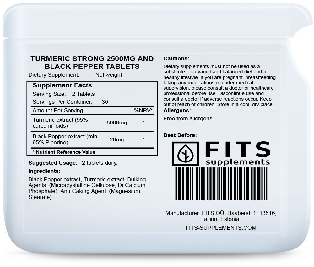 Κουρκουμάς 2500mg και Μαύρο Πιπέρι 10mg 60 δισκία