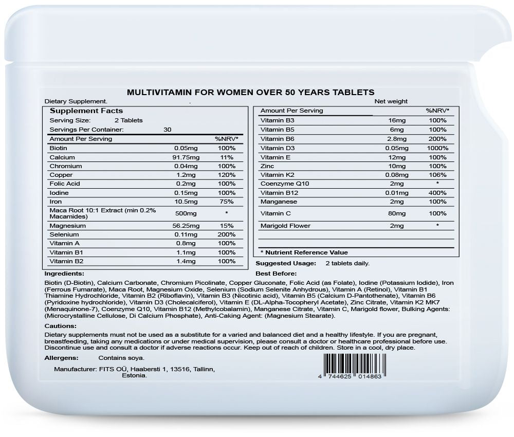 Πολυβιταμίνη για Γυναίκες άνω των 50 ετών 60 δισκία