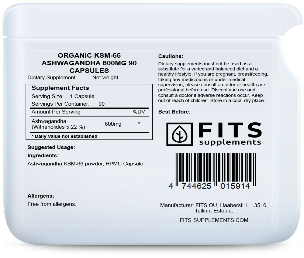 Βιολογική KSM-66 Ασβαγκάντα 600mg 90 κάψουλες