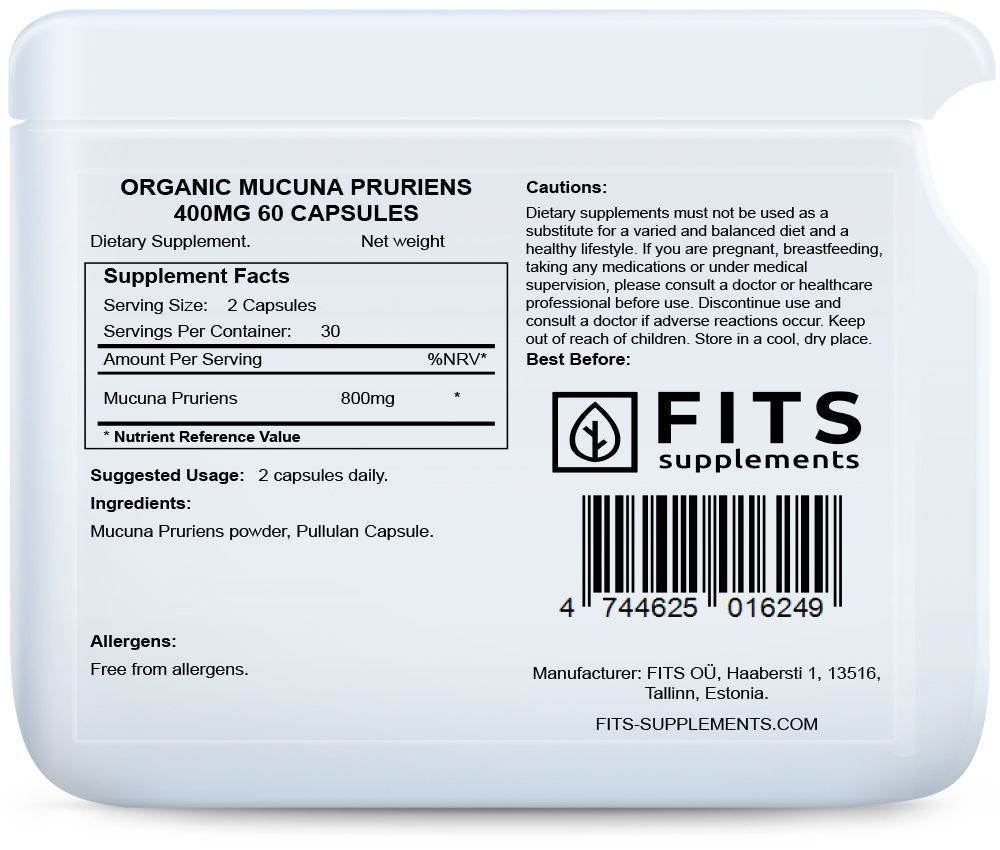 Βιολογικό Mucuna Pruriens 400mg 60 κάψουλες