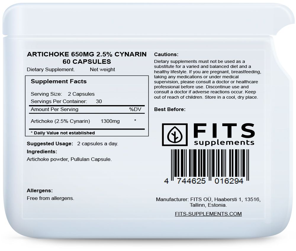 Αγκινάρα 650mg 2.5% Κυναρίνη 60 κάψουλες