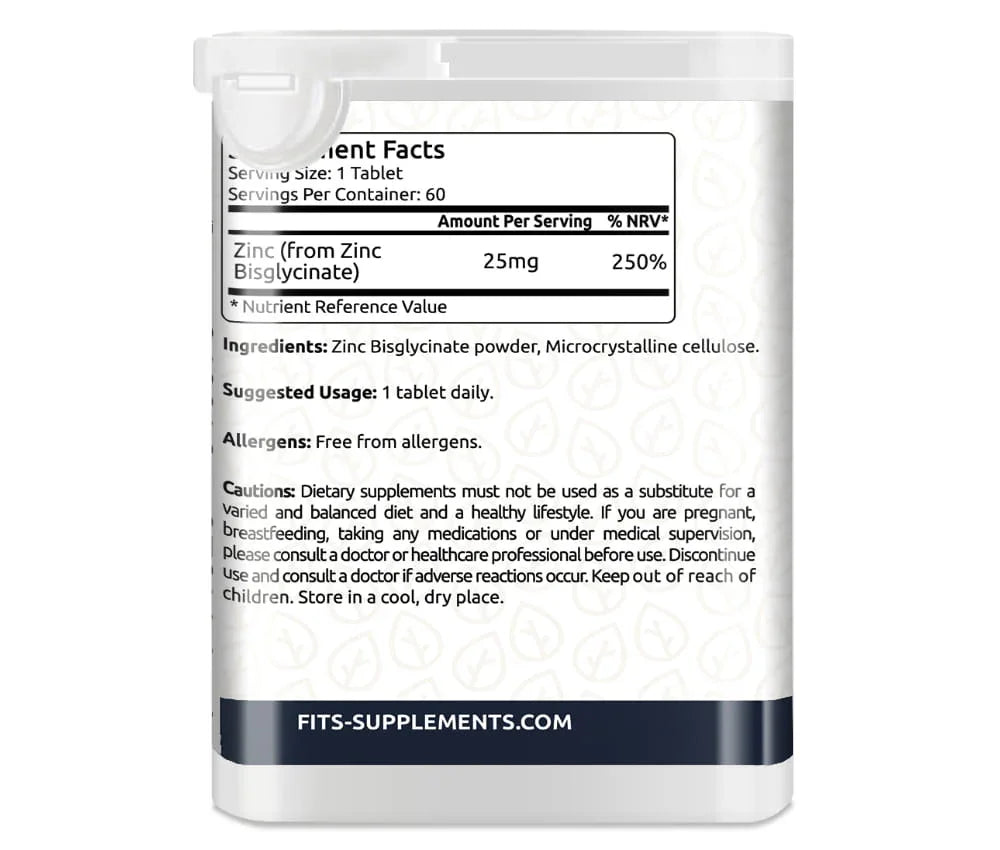 Zinc Bisglycinate 25mg 60 tablets